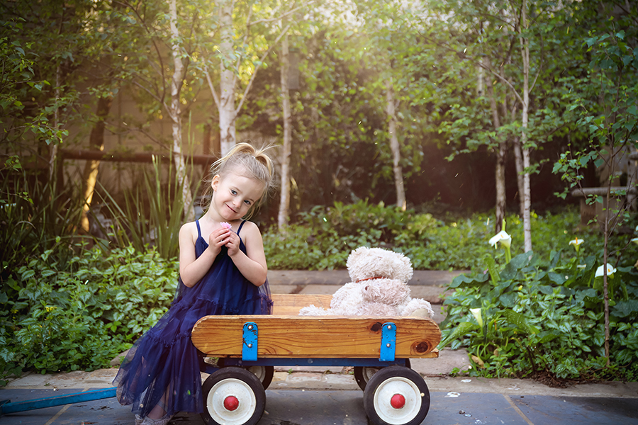 girl on wagon